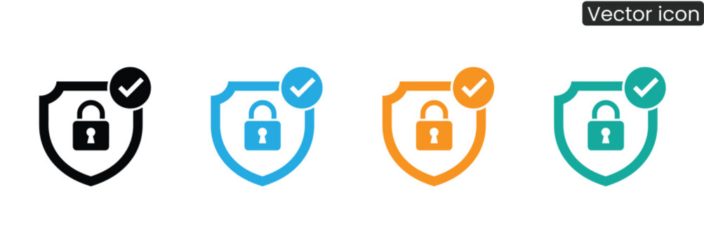 Instantly convey robust digital security and verified access with these versatile shield and lock icons. Perfect for safeguarding data and building trust.