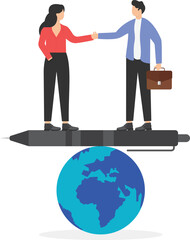 Perfect negotiation of business benefits, investment partnership, sign contract, collaboration or cooperation concept.
