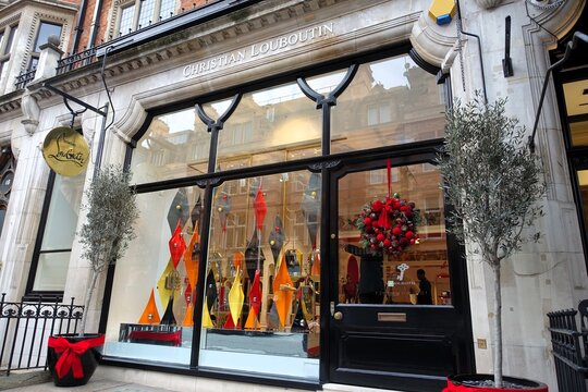 Christian Louboutin boutique store, located at 17 Mount Street, Mayfair, London