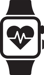 smartwatch heart rate icon silhouette vector illustration. Vector Black silhouettes. with white background