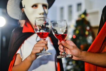 People having fun at Halloween party