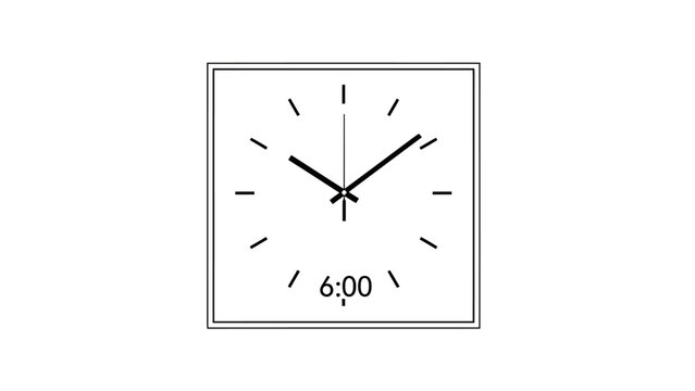 A square analog clock with a digital display showing 600