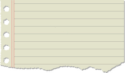 Blank Lined Paper Ripped Notebook Page Template with vector illustration