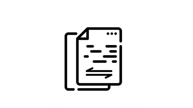Two documents showing text and arrow exchange icon. Perfect for illustrating document sharing, file transfer, communication, collaboration concepts.