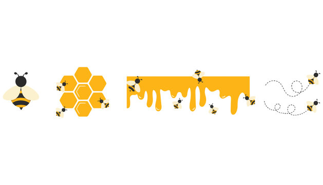 Honeycomb honey bee vector illustration graphic design set
