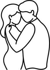 Minimalist Line Art of a Couple Embracing, Symbolizing Love and Connection