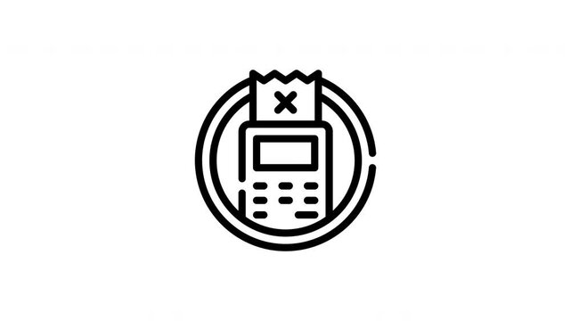 Black pos terminal icon suitable for financial and business designs. Circle outline symbol for digital transactions. Modern and sleek.
