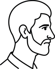 Minimalist Line Art Profile of a Bearded Man with Short Hair and a Collared Shirt
