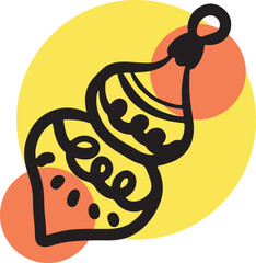 Christmas Ornament Line Art Sketch, Minimal Hand Drawn Holiday Decoration, New Year Bauble Illustration