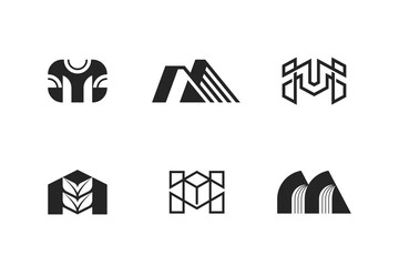 Monogram letter m logo design templates vector set