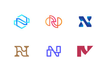 Monogram letter n logo design templates vector set