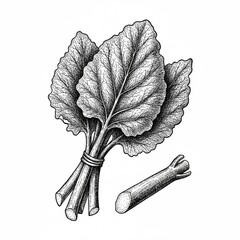 Black and White Rhubarb Drawing