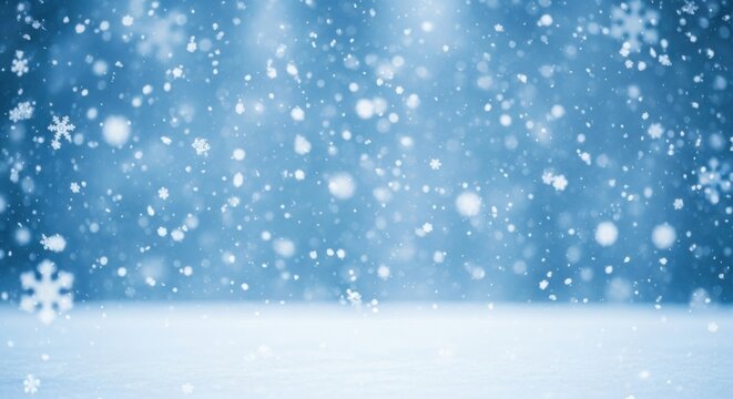 Serene winter landscape with snowfall gently blanketing the tranquil ground - Powered by Adobe