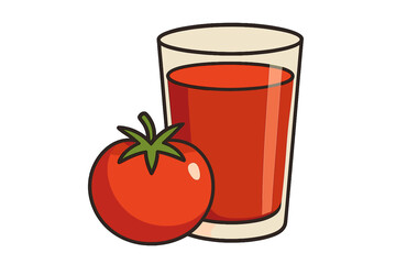 Tomato and glass of tomato juice on transparent background glass of tomato juice
