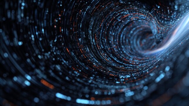 Abstract visualization of cyber data flow. Studio portrait. Vibrant colors in 5g technology: subtle shifts enhance digital flow. Concept art. Advertising photo.