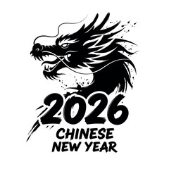 Chinese new year 2026 dragon head silhouette