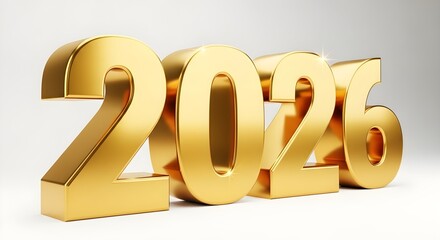 Golden 2026 3d numbers for new year celebration and future concepts