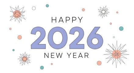 Happy 2026 new year greeting card design with festive elements