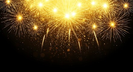 Golden sparkling fireworks explosion for festive celebration