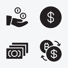 Coin and exchange bank vector icons