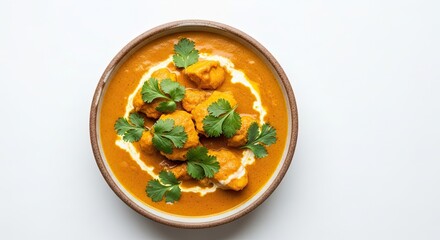 Savor the rich, creamy flavors of authentic Indian butter chicken, a vibrant and aromatic dish garnished with fresh cilantro and a swirl of cream, perfect for culinary inspiration.