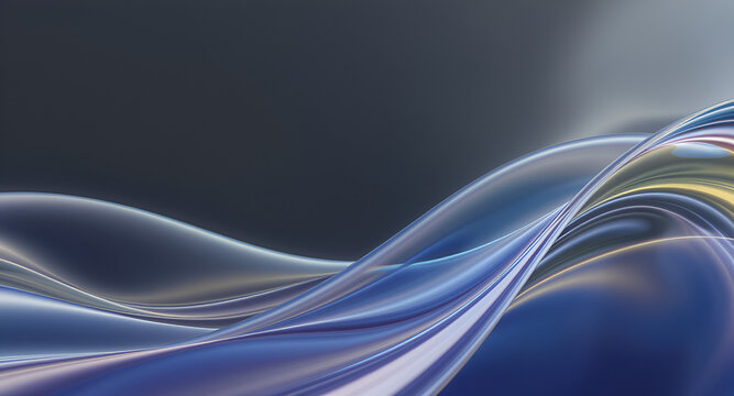 Flowing gradient transparent multilayer glass background, 3d rendering.	