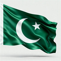 Waving Flag of Pakistan in Silky Satin Fabric / Pakistani Flag Background