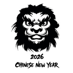 Chinese new year 2026 lion head silhouette art