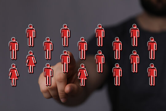 Hand reaching out to touch people icon. Representing communication, network, teamwork, and digital interaction