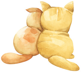 Cute Watercolor Cat Characters, Lovely Pet Couple in Love for Valentine and Wedding Design