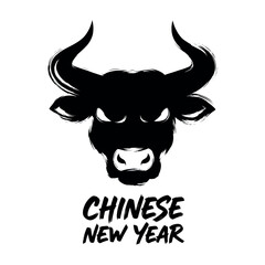 Aggressive bull head silhouette for chinese new year