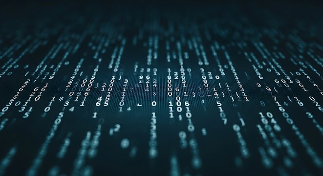 Binary Code Stream - Data Flow in Digital World.