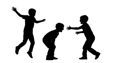 Silhouette of Children Playing - Joyful Childhood Moments Captured.