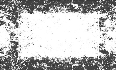 Distressed grunge frame elements with rough texture Vintage monochrome background with grunge frame border