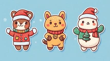 Playful Christmas themed sticker collection with festive details