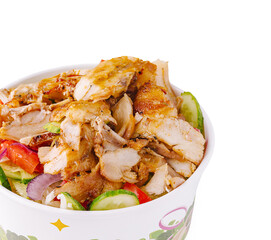 Delicious grilled chicken salad with fresh vegetables and vibrant colors
