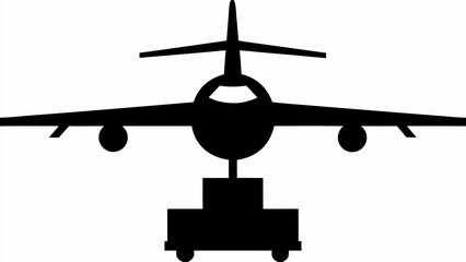 Bold black silhouette of an airplane ready for takeoff, a modern design for travel industry