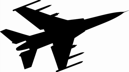 Dynamic silhouette of a modern fighter jet soaring upward with missiles ready for action in high resolution