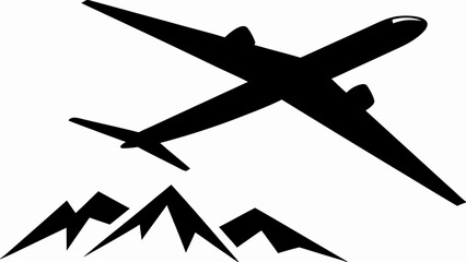 Stylish airplane soars above majestic mountain peaks for travel inspiration and adventure