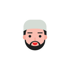 Cartoon arab man avatars happy emotion. smiling face of a successful young Arabic man flat style vector illustration of isolated layers on a white background