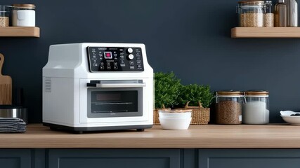 Explore the features of a modern kitchen appliance designed for easy cooking in a stylish home setting