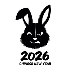 Chinese new year 2026 rabbit face silhouette art