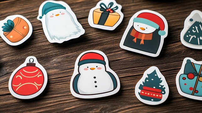 Fun Christmas themed sticker set with holiday graphics