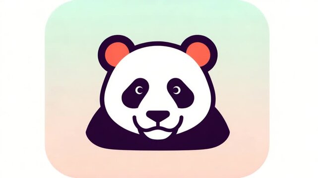 Cute Panda Bear Head Logo Design on Gradient Background.