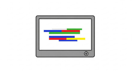 Illustration of a computer screen displaying colorful data bars