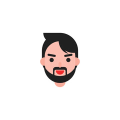 Cartoon arab man avatars happy emotion. smiling face of a successful young Arabic man flat style vector illustration of isolated layers on a white background