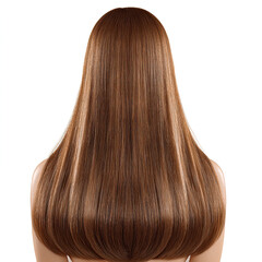 Straight Brown Hair Viewed from Behind on White Background