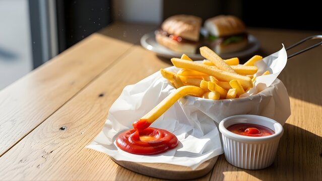 Hearty Barbecue Meal with Sliced Brisket, Ribs, and Traditional Sides on a Rustic Table. - Powered by Adobe