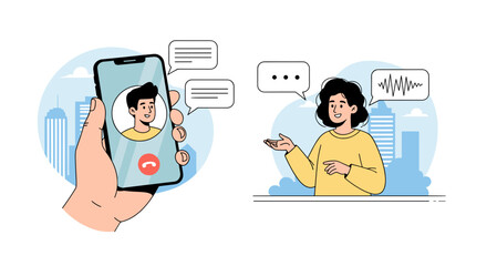 Engaging video call illustration connecting people globally with modern communication tools
