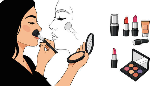 Cosmetics beauty artist applying makeup, glamour and style for a modern fashionable look - Powered by Adobe